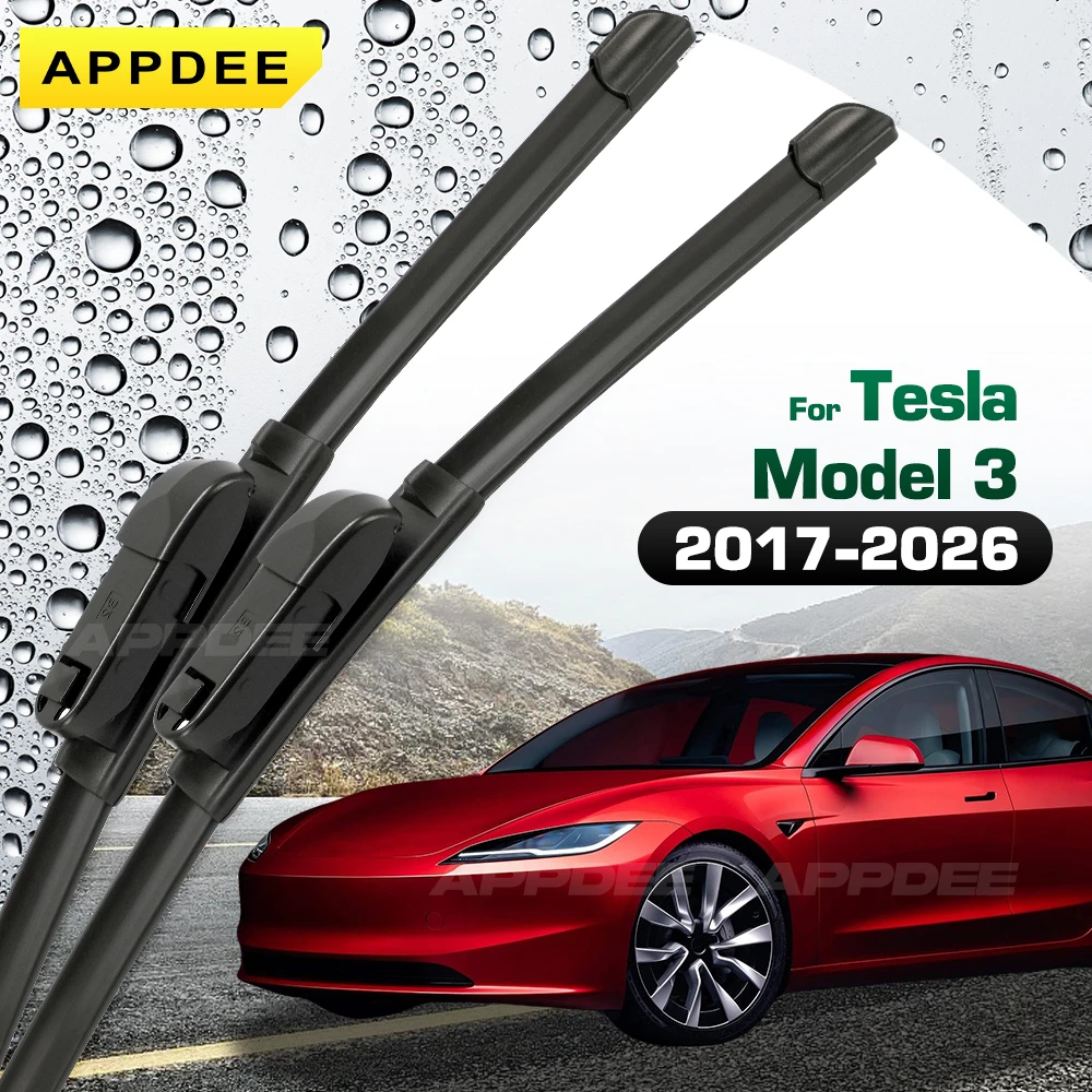 APPDEE Wiper For Tesla Model 3 2017-2026 Silicone & Rubber Front Wiper Blades Windshield Windscreen Window Brushes