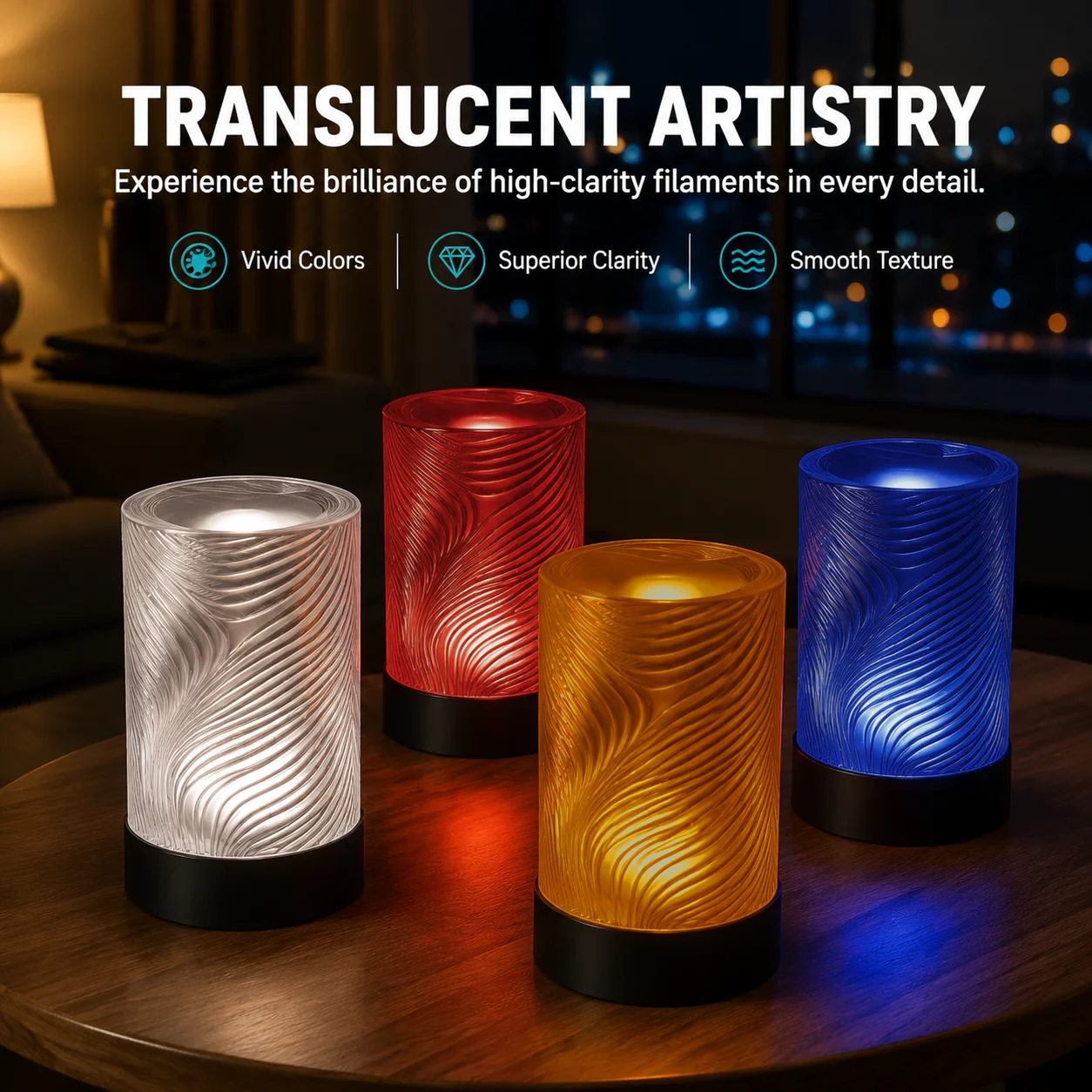1.75mm Clear PETG Filament 4x250g Vacuum Packed Clear Red Orange Blue 3D Printer Filament