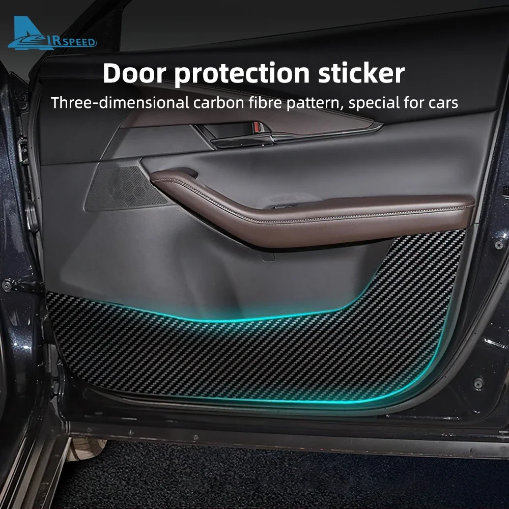 الجلود الكربون حصيرة باب السيارة الزخرفية واقية مكافحة ركلة الوسادة لمازدا CX-30 CX30 2020 2021 2022 2023 2024 2025 LHD RHD