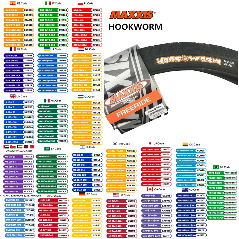 yZ[zMAXXIS HOOKWORM X`[C[^C 20x1.95 110 PSI 24x2.5/26x2.5/29x2.5/27.5x2.5 65 PSI A[ot[ChIWi MAXXIS ]ԃ^C