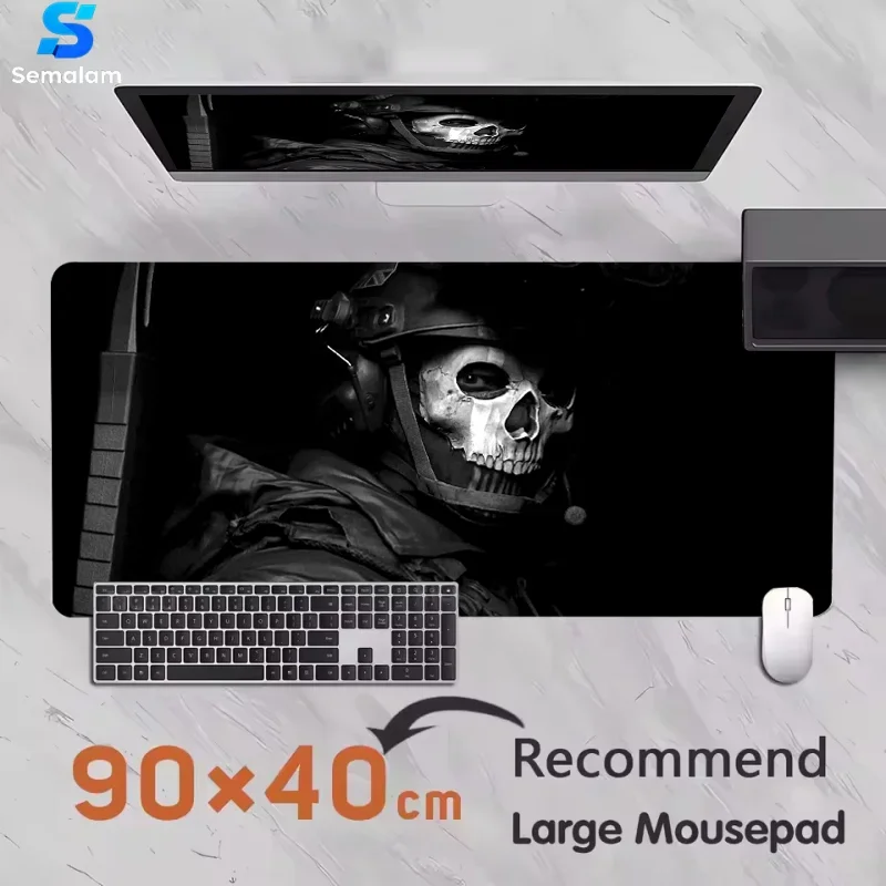 Large Solider Design Gaming Mouse Pad Hooded Skull Sniper Computer Non Slip Rubber Base Desk Mat For Horror Esports Office Pc