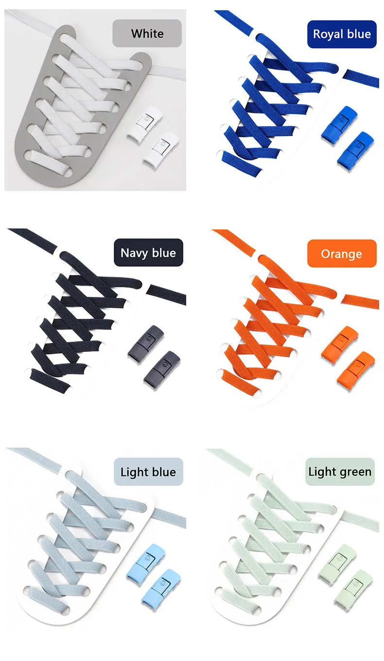 Schuhbänder ohne Schnürsenkel, mit Druckverschluss, elastische Schnürsenkel, für Sneaker, Kinder und Erwachsene, 8 mm breite, flache Schnürsenkel für Schuhe. – Detail 11