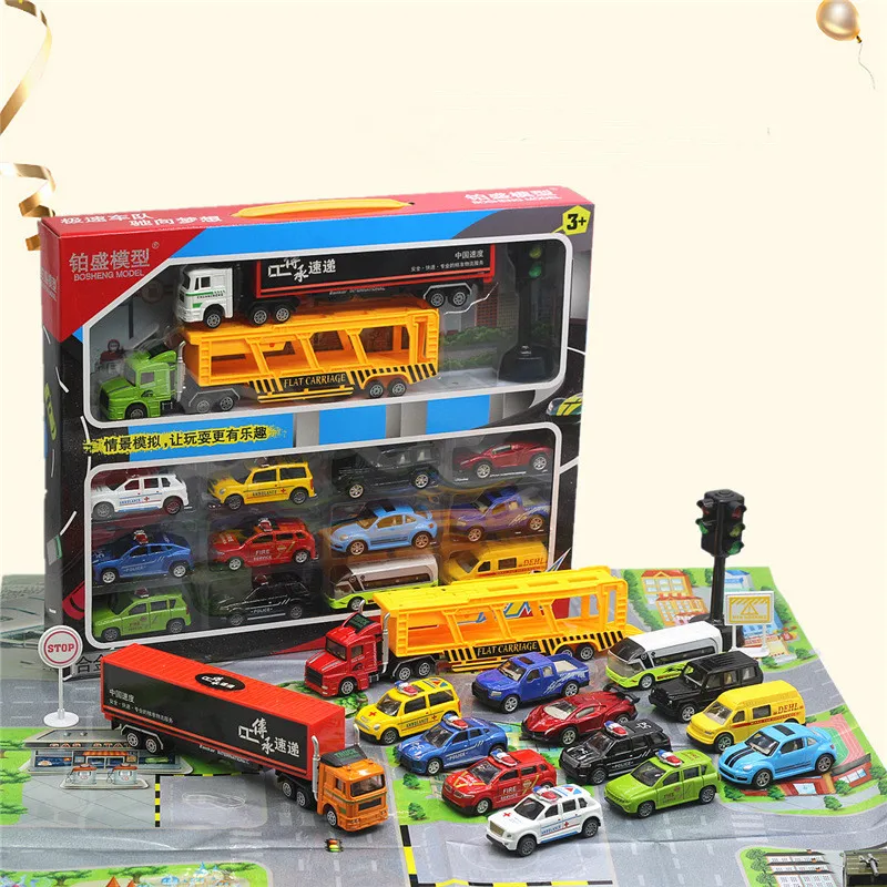 1: 55 alloy box truck transport model,Original packaging double-layer engineering car toys,children\'s gift toys,wholesale