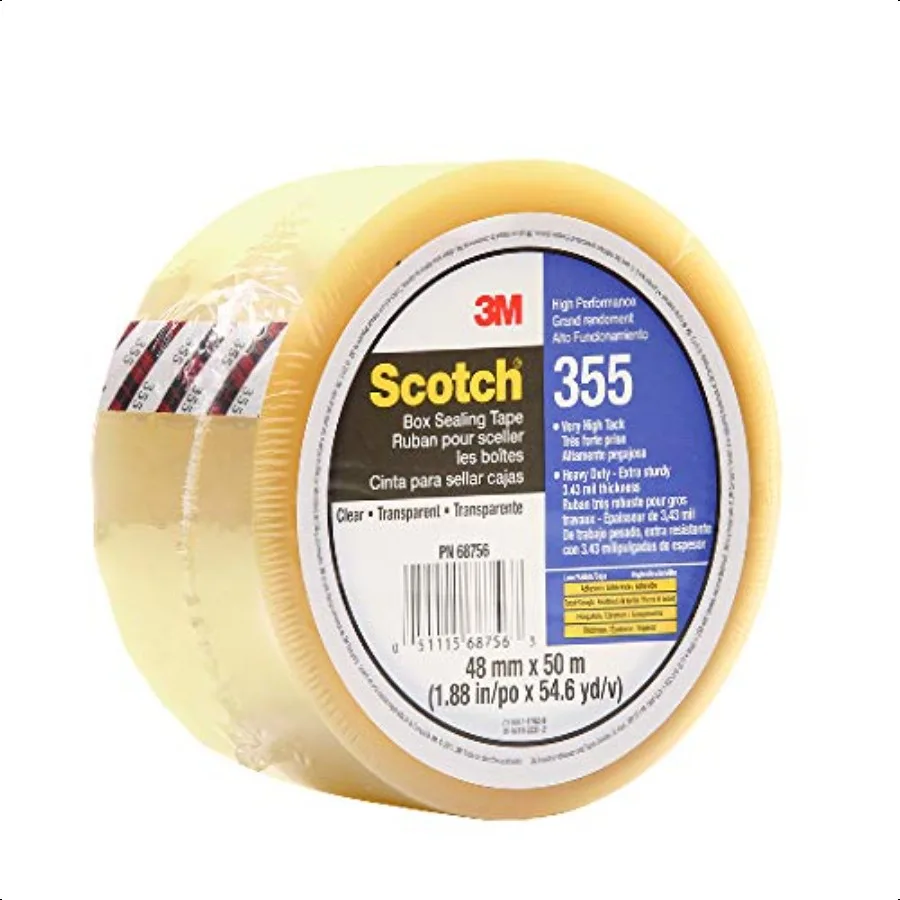 

Scotch 51115687563 355 Прозрачная упаковочная лента промышленного класса 48 мм x 50 м Высокоэффективная уплотнительная лента для тяжелых условий эксплуатации P