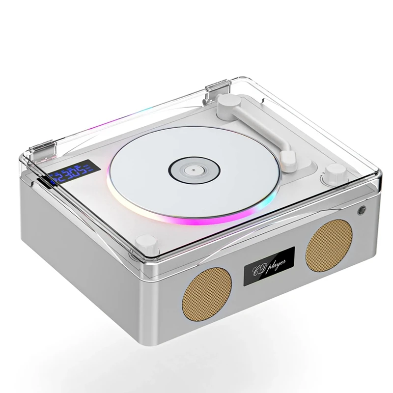 Lossless Bluetooth 5.0 CD Player With LED Ambient Light Built-In Speaker HIFI Music Player FM Radio Playback Player