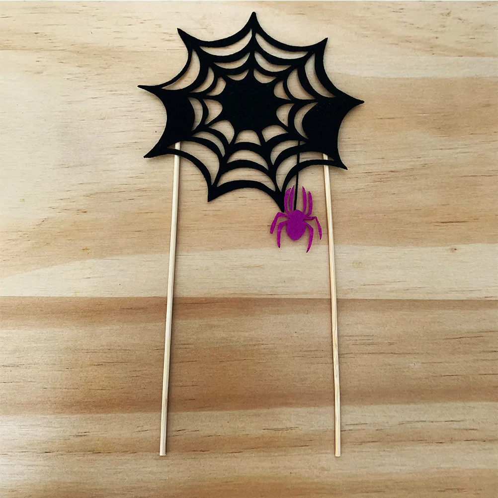 

6Pcs Black and White Halloween Spider Web Cake Toppers Fun Dessert Picks for Celebrations Halloween Cake Toppers