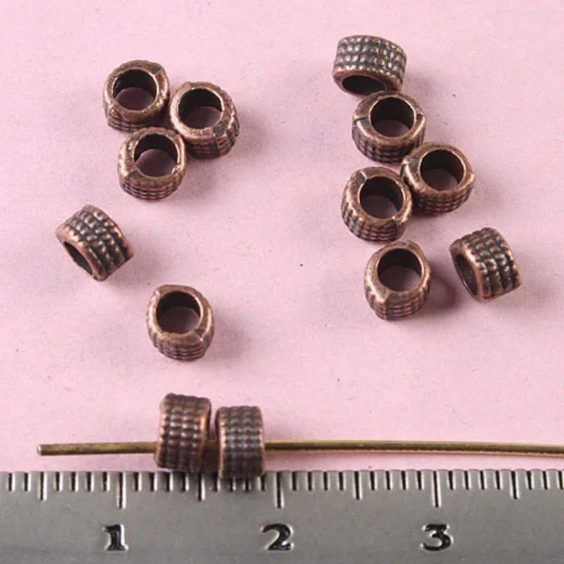 140pcs 4x3mm,hole:1.8mm copper-tone studded columniform beads h1802