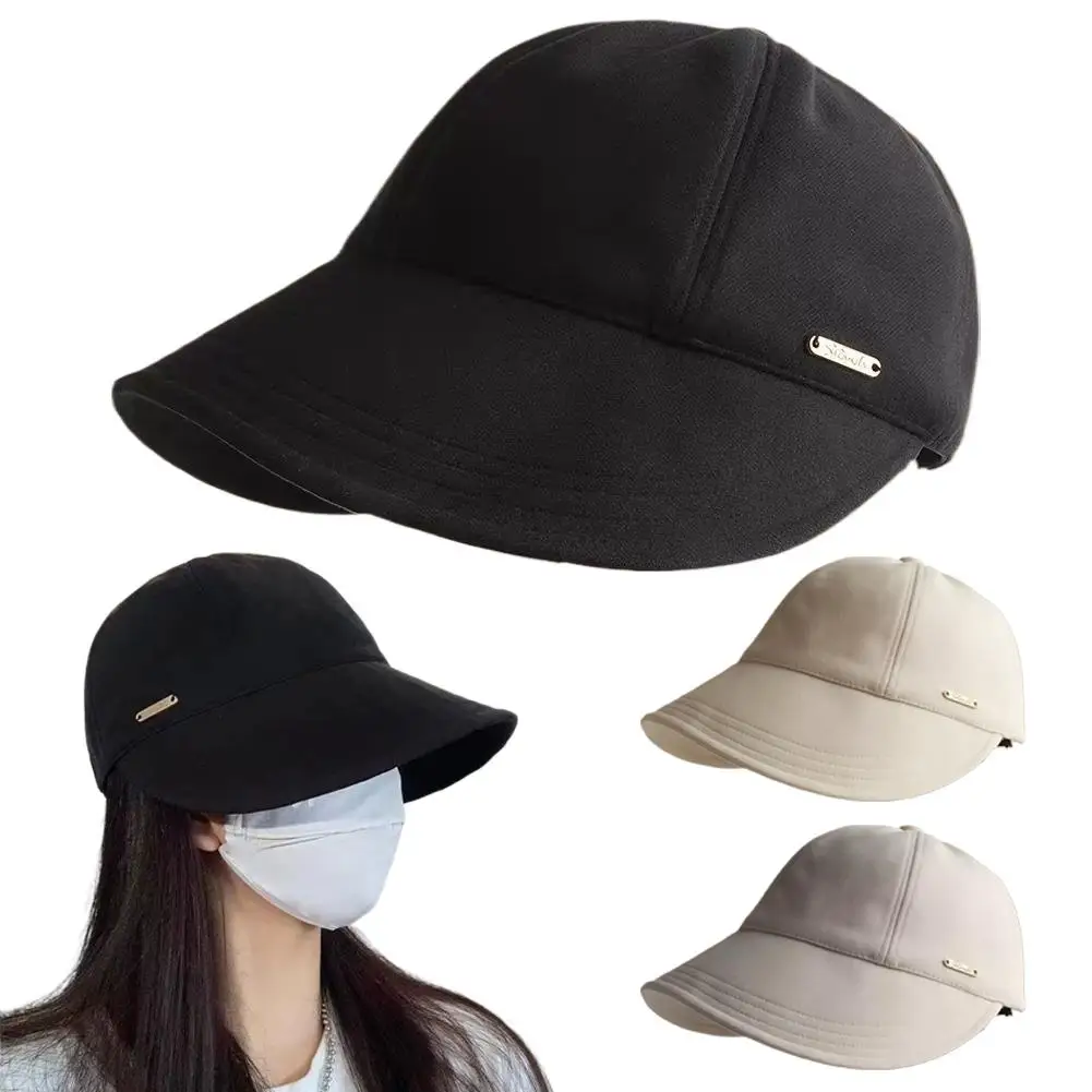 Fashionable Wide-Brim Visor Cap for Sun Protection Drawstrin