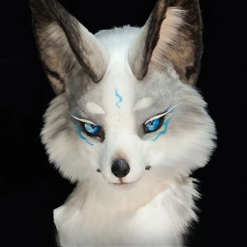 Fursuit Head Base Realistic Wide Eared Fox Canidae Movable Jaw Skull Costume Furry Animal Head Shell DIY Accessori Cosplay Props