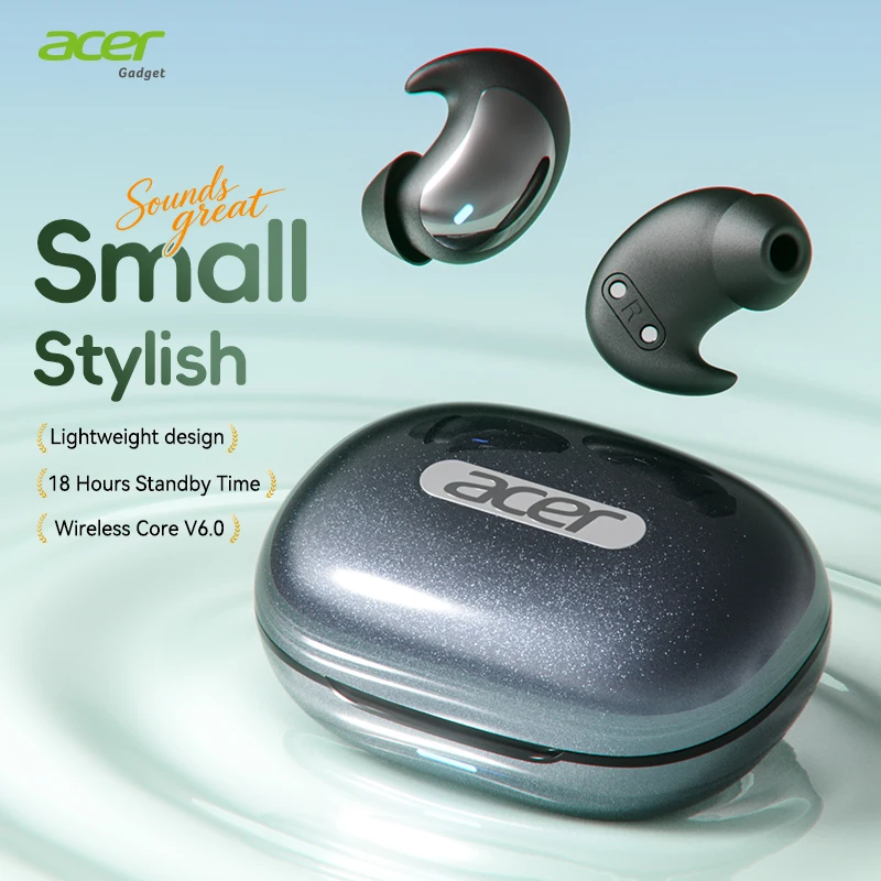 

Acer Ohr720 Wireless Headphones In-Ear Bluetooth 6.0 Mini Compact High-End Sleep Headphones with Large Diaphragm, Stereo Sound Quality, High-Definition Calls, Available in Three Colors