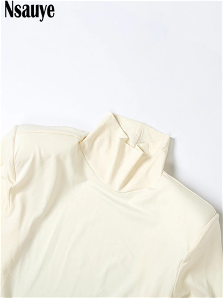 Nsauye ファッションエレガントな長袖プルオーバーセクシーな長袖クラブイブニングパーティーマキシドレス女性タートルネック 2025 カットアウトドレス