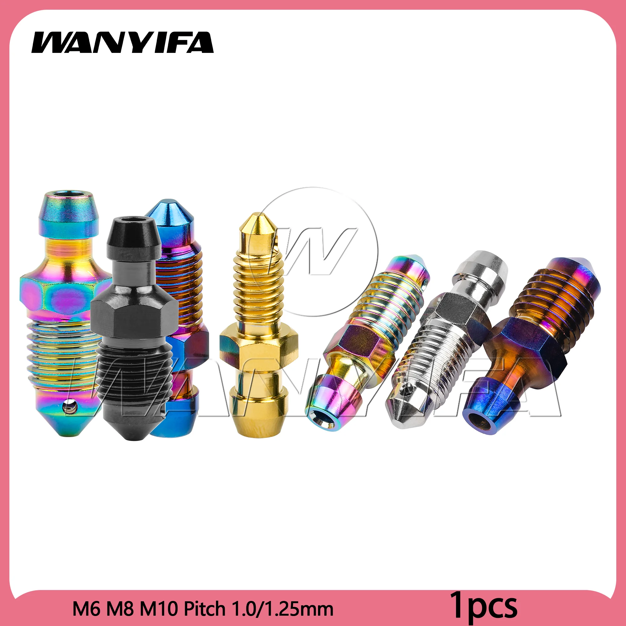 

Wanyifa Titanium Bolt M6 M8 M10 Pitch 1.0/1.25mm Caliper Bleed Nipple Single Hole Screws for Brembo Ducati Motorcycle