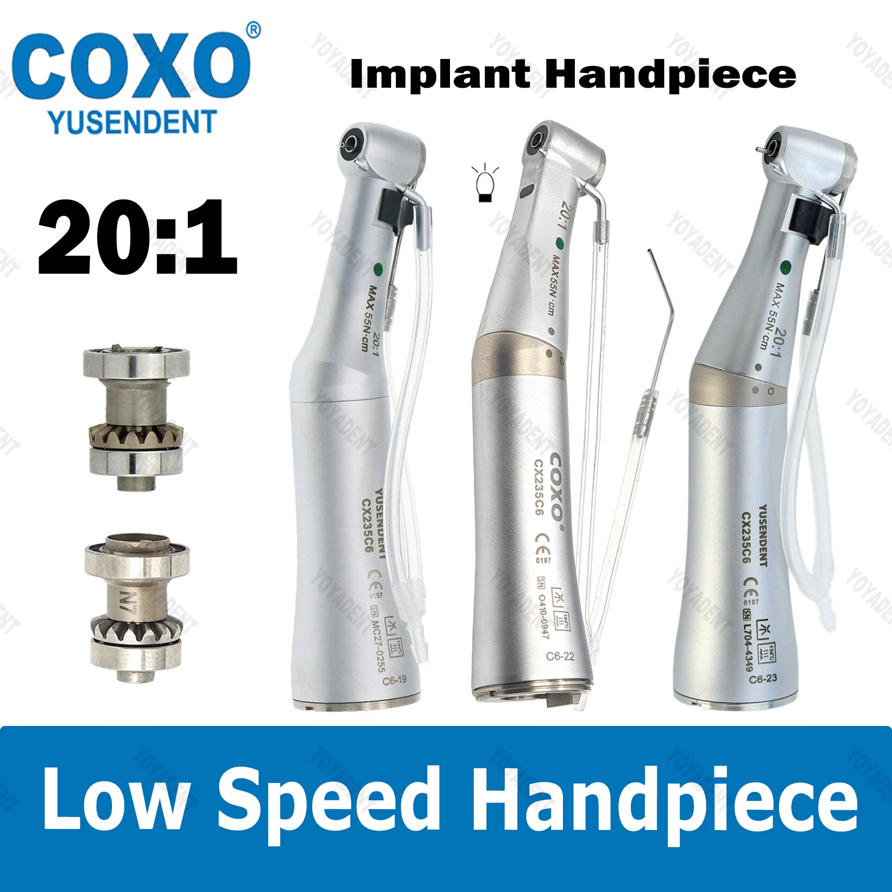 COXO Dental Handpiece 20:1 Low Speed Handpiece Implant Surgery Handpiece Contra Angle Handpiece E Type Fit KAVO NSK