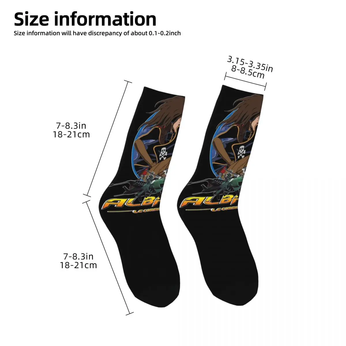 Fashion Male Men Socks Casual Space Pirate Captain Harlock Albator Sock High Quality Women Sock Spring Summer Autumn Winter