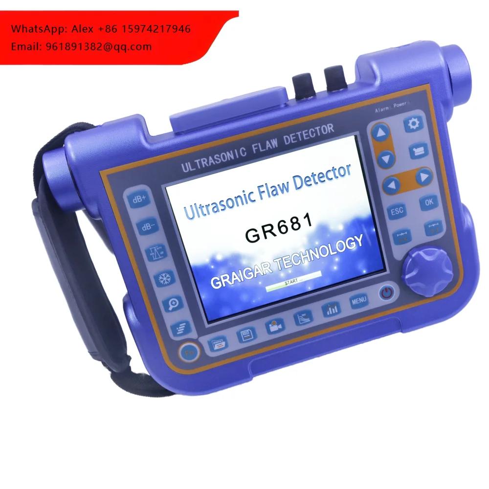 

GR681 Portable Industrial Digital Ultrasonic Flaw Detector Nondestructive Horizontal Type Flaw Meter Defect Locater 0-15000 Mm