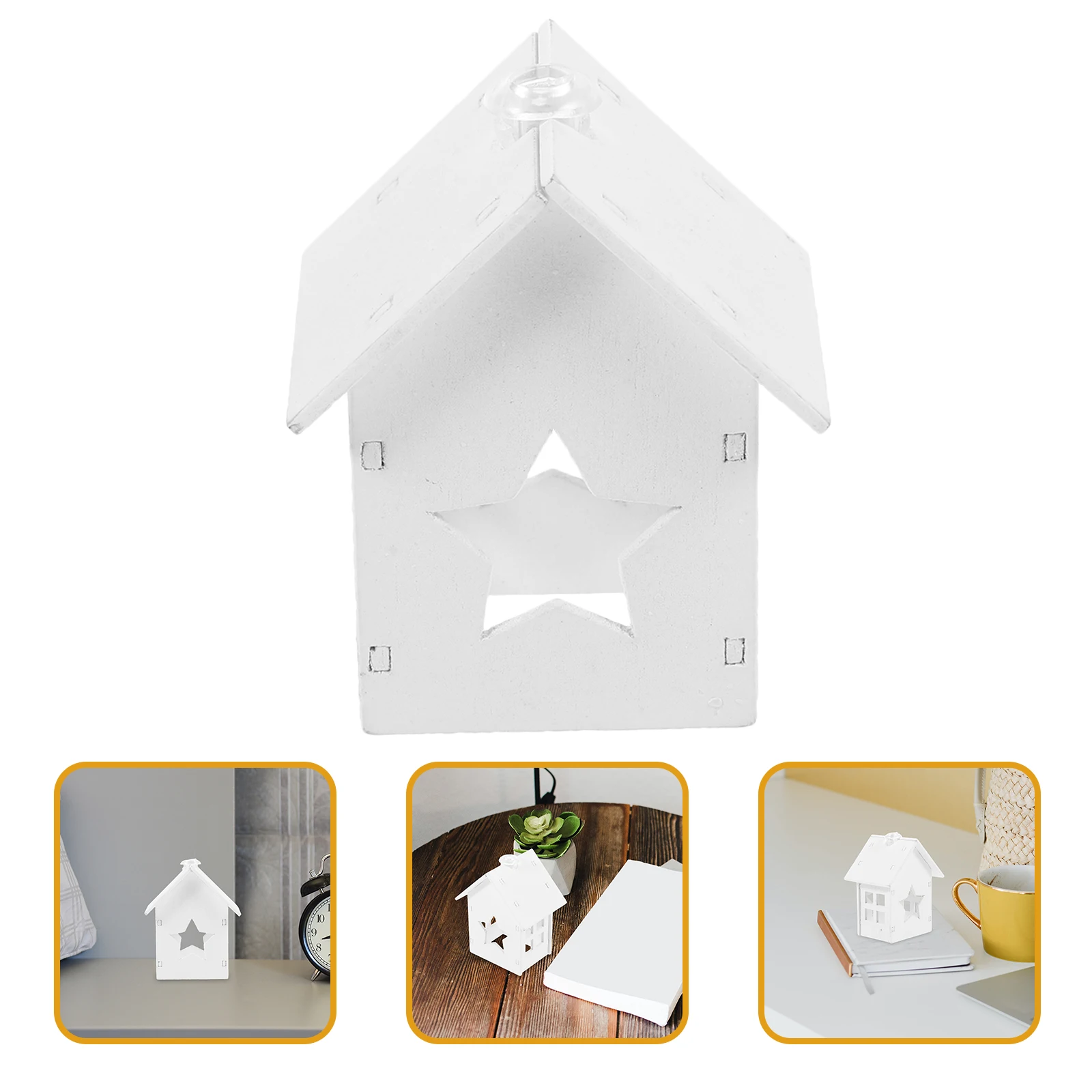 

2pcs Iron Mini Cabin European Hollow Out Decorative Tabletop Ornaments Creative Metal Artistic Design Simple Elegant