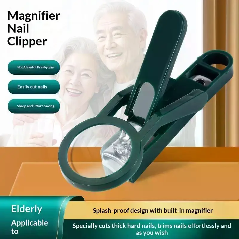 1PC Magnifying Glass Nail Clipper Large Anti-Splash Trimmer Elderly Adults Thick Hard Nails