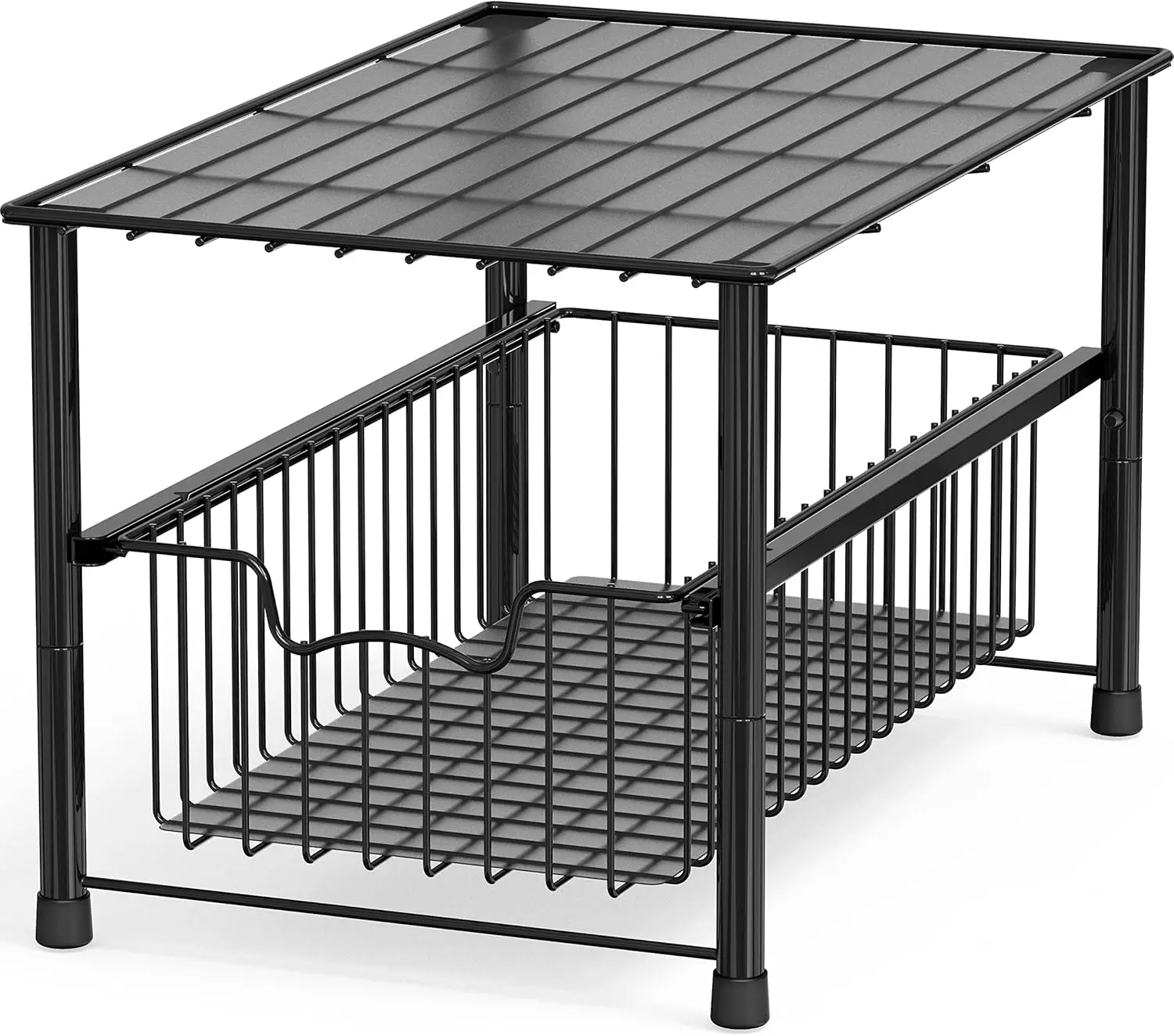 

Выдвижной органайзер для шкафа под раковину, корзина для хранения на кухне, черный