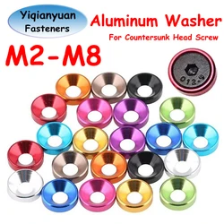 Yiqianyuan Aluminum Alloy Washers for Countersunk Head Screw Gasket Washer Multicolor RC Car Accessories M2 M2.5 M3 M4 M5 M6 M8