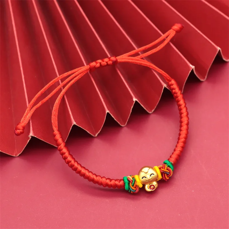 Bracelet porte-bonheur en corde rouge, année serpent 2025, mignon serpent du zodiaque, tressé à la main, pour femmes et hommes, bijoux à la mode, cadeau du nouvel an