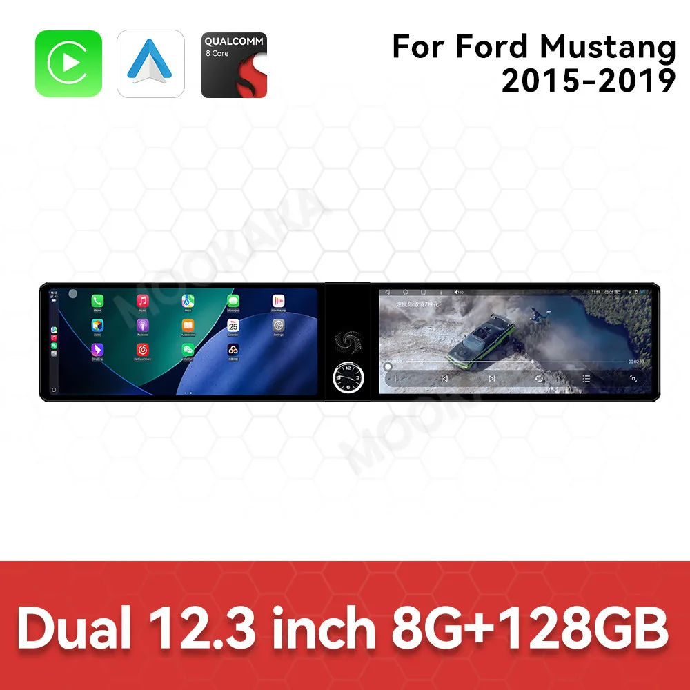 

12,3-дюймовый автомобильный радиоприемник для Ford Mustang 2015-2019 с Android, GPS-навигацией, мультимедиа, видеоплеером и стереосистемой