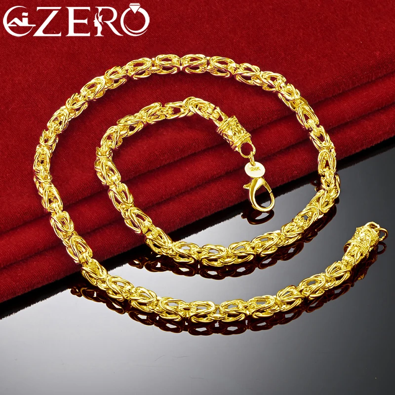 ALIZERO 18K Gold Necklace 925 Sterling Silver Faucet Chain For Men Women High-Quality Fine Jewelry Fashion Wedding Party Gift