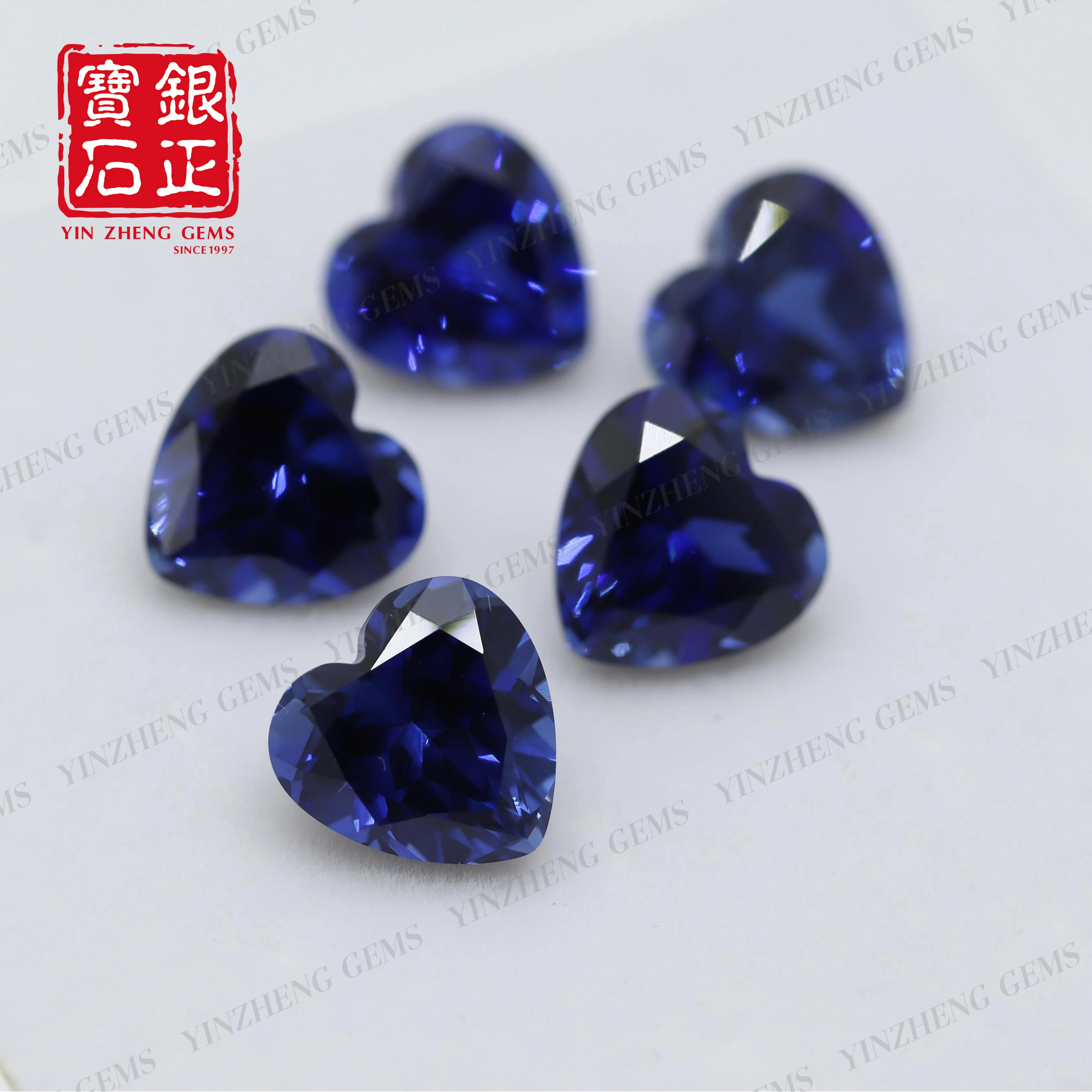 YinZheng Flame Melted Royal Blue Sapphire Heart Cut Can Be Provide GRC Or AGL Certifacate For Jewelry Making Cultivate Sapphire