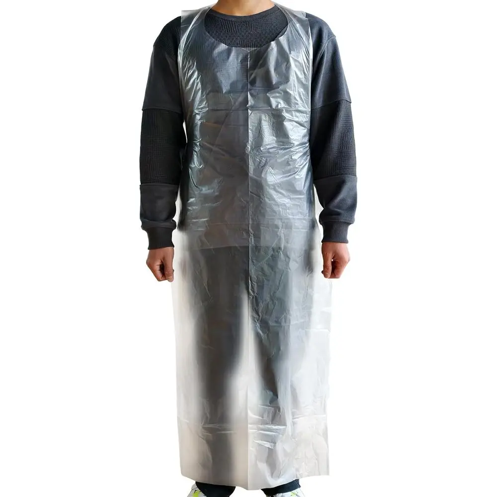 

Одноразовые фартуки (100 штук), 28 x 55 дюймов, водонепроницаемые, большие, высокие, пластиковые, для рисования, кухни, домашней работы, приготовления пищи, барбекю