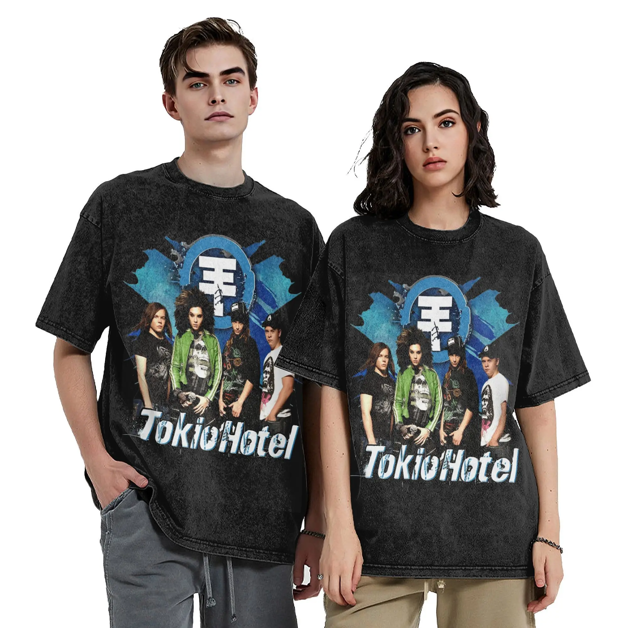 Tokio Hotel T Shirts Hip Hop Washed Cotton Oversize T-Shirts  Vintage Men Women Tops Streetwear Graphic Tee Shirt