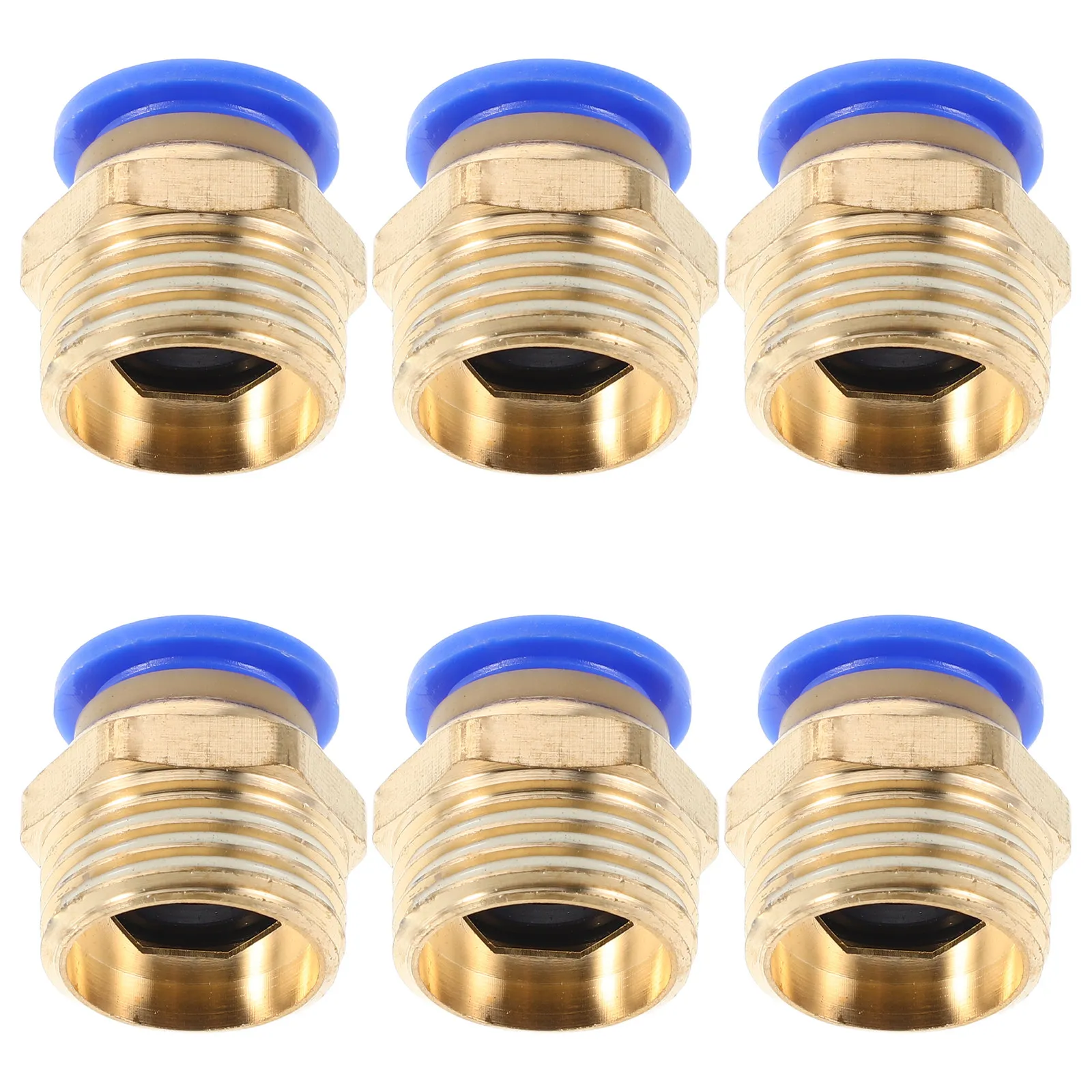 6Pcs Pneumatic Quick Connectors Brass Straight Fittings Metric Thread Push in Air Tube Connectors for Compressed Air Systems DIY