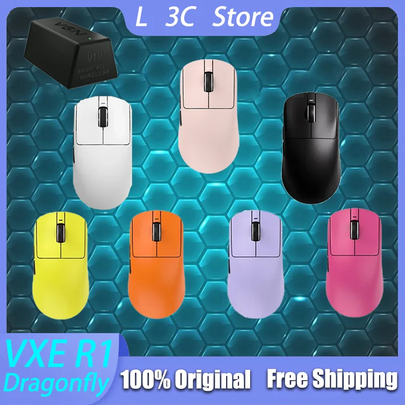 

Беспроводная игровая мышь VXE Dragonfly R1 VGN R1, легкая эргономичная мышь с низкой задержкой, USB Paw3395, для киберспорта, ПК