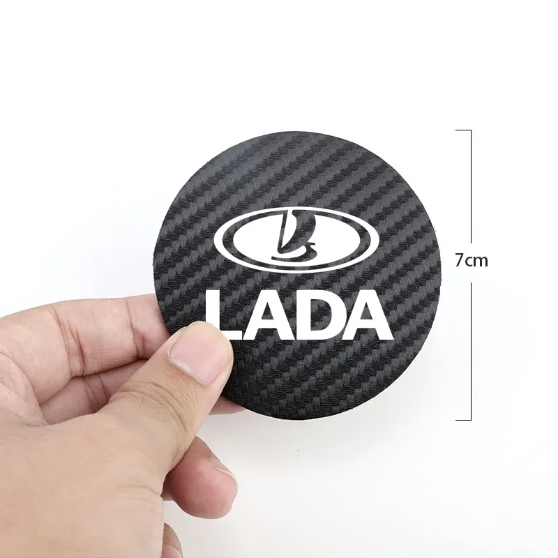 2Pcs Car Coasters Leather Water Cup Mat Auto Accessories Accessories For Lada Vesta Niva Samara Kalina Largus Priora Xray Granta