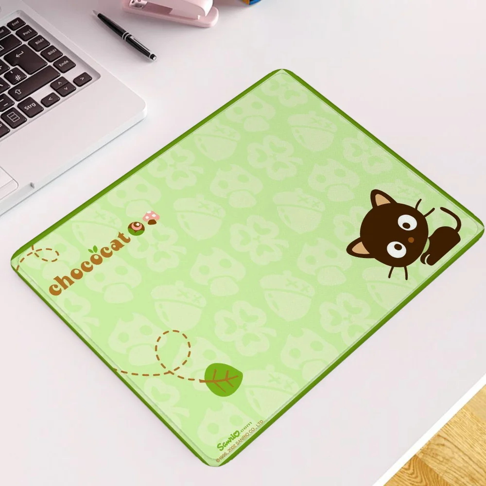 Chococat-alfombrilla pequeña de goma para escritorio, accesorios bonitos para ratón, alfombrilla de Anime para Pc, alfombrillas de juego para niña, alfombrilla para ratón para ordenador portátil