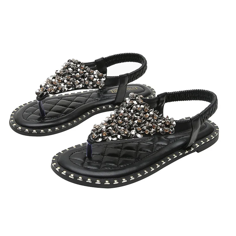 Sandals Women's 2024 Summer Flip Flops Flat Bottom Slippers 2024 New Roman Sandals Shoes Size 41-43