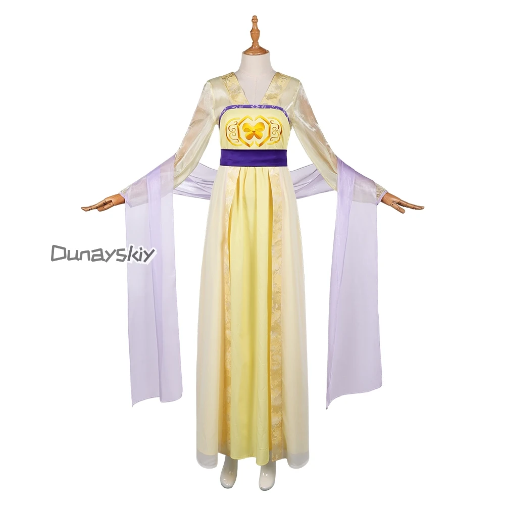 Maomao Cosplay Yellow Chinese Gown Ball Dress Costume Anime Apothecary Diary Roleplay Hanfu Headgear Set Outfits Women Halloween