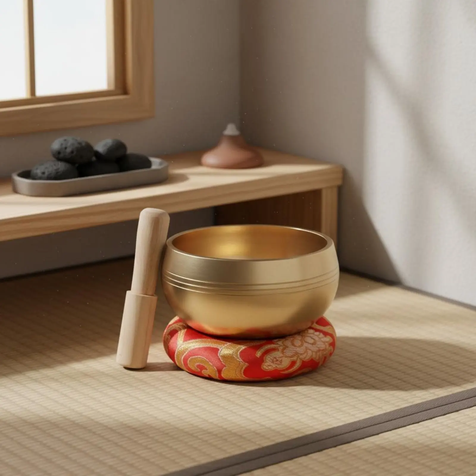 Mini Copper Singing Bowl Stress Relief Sound Bowl Set Home Decor for Office Desk view 2