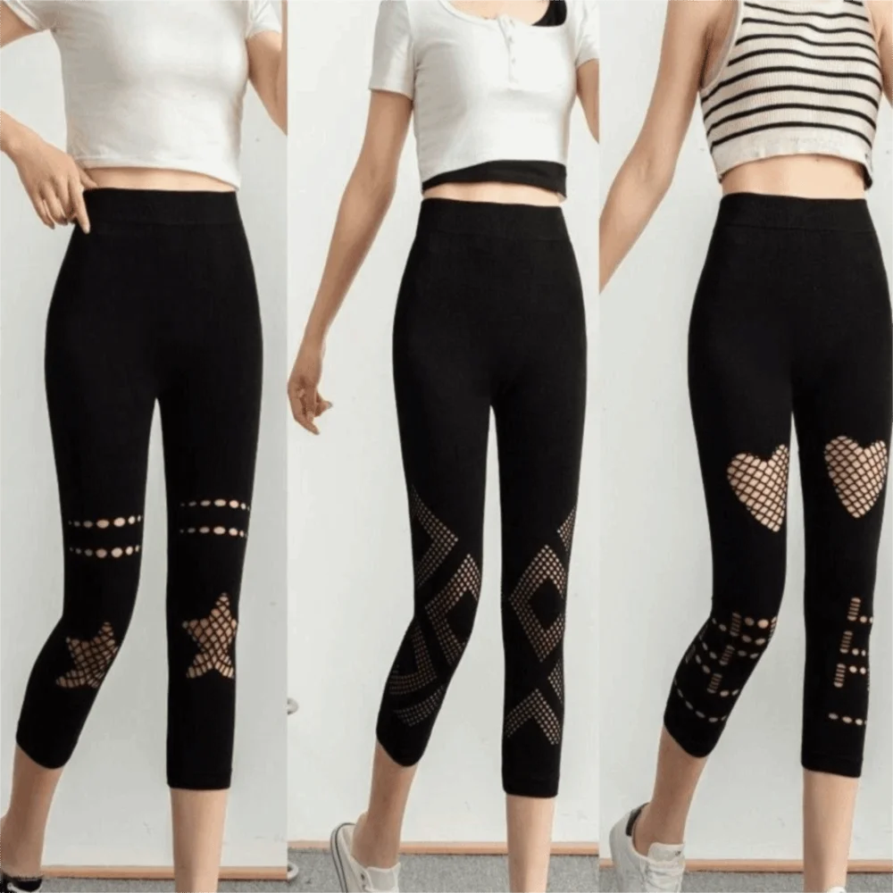 New Hollow Out Women's Mesh Leggings Breathable Openwork Mesh Yoga Pants High Waist Stretchy Casual Leggings Women Wear view 5