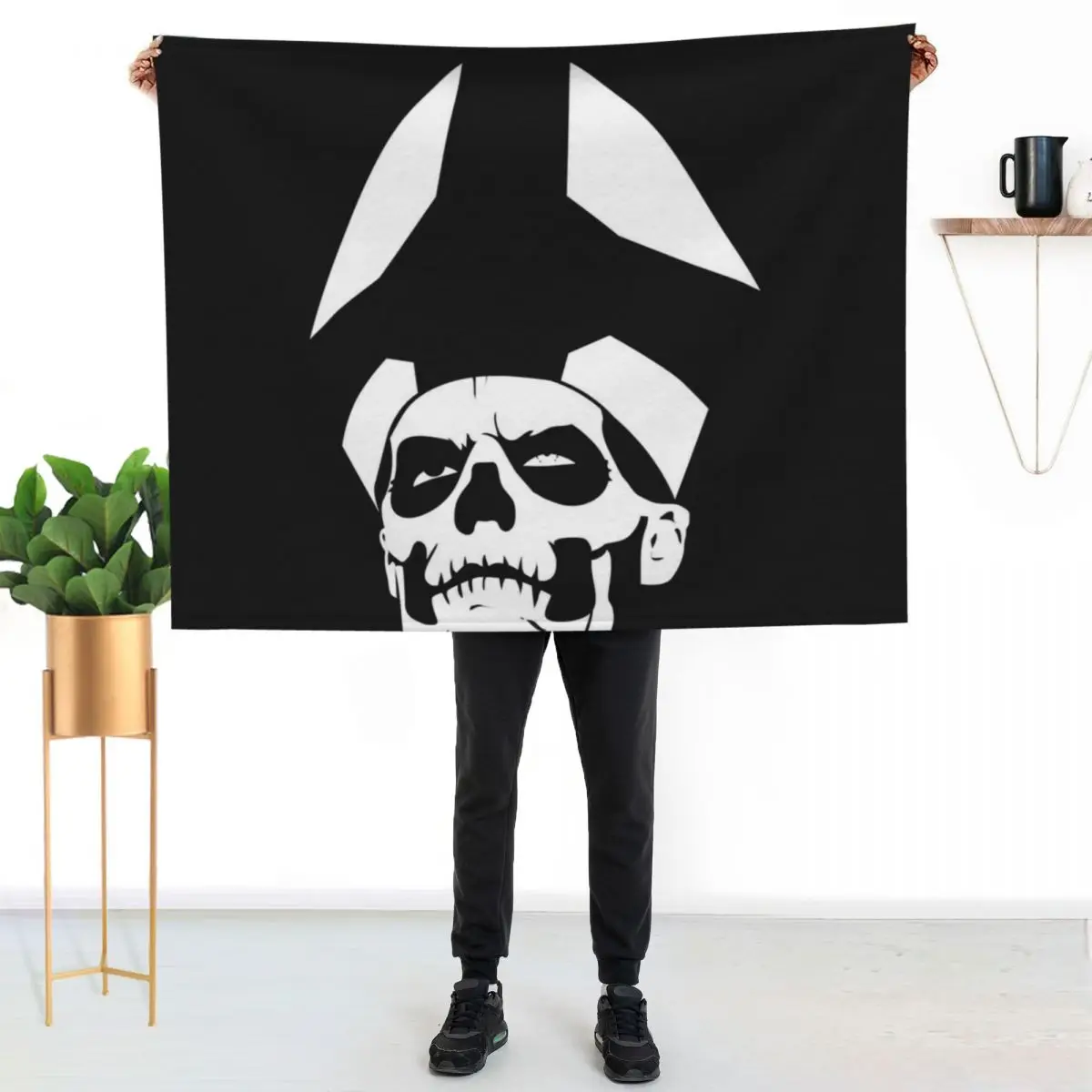 Ghost - Papa Emeritus II - minimaliste T-shirt essentiel Throw Blanket Flannel Fabric manga Furry Luxury Designer Blankets