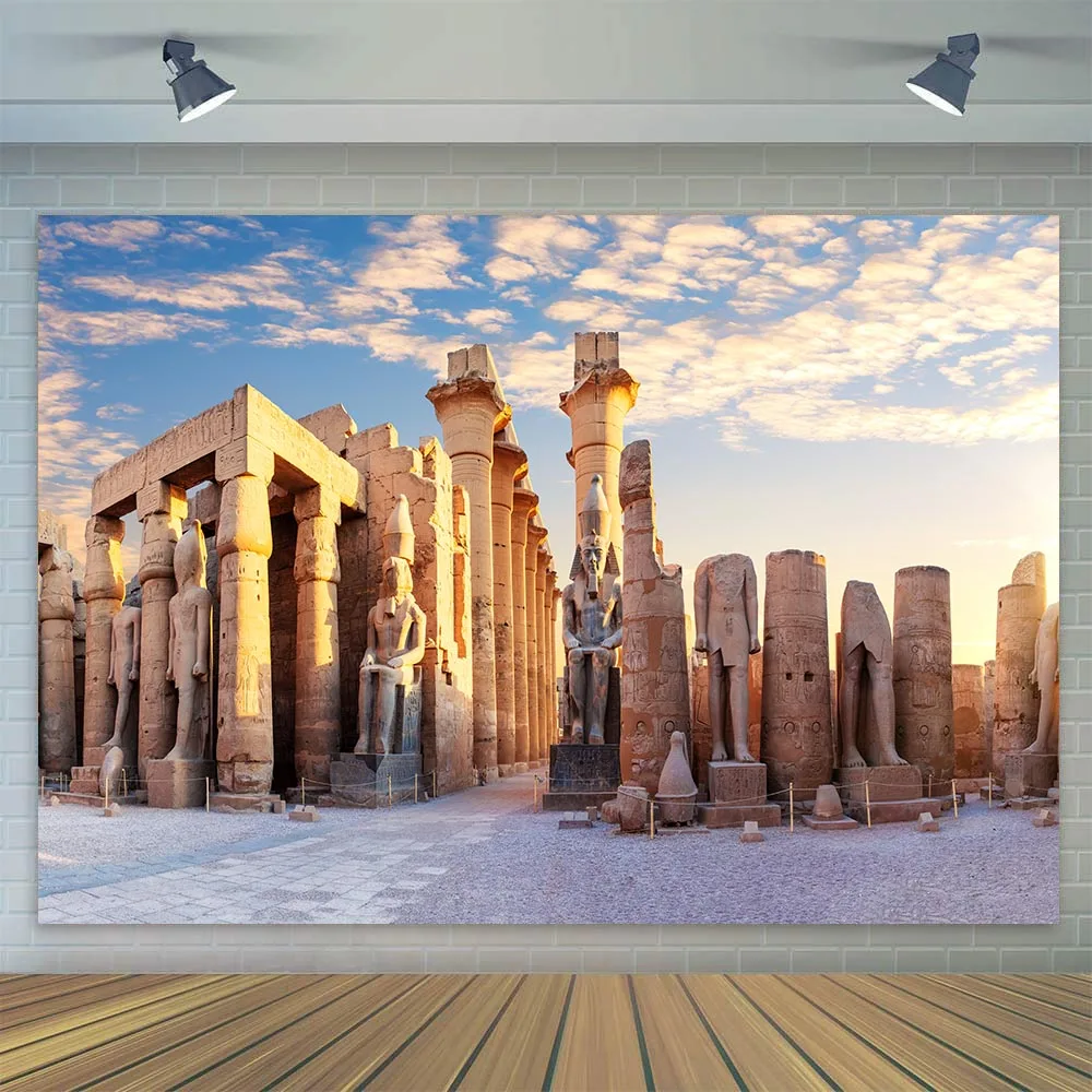 Ancient Egypt Backdrop Egyptian Temple Pharaoh Mosque Stone Pillar Travel Photography Background Party Decoration Banner Poster