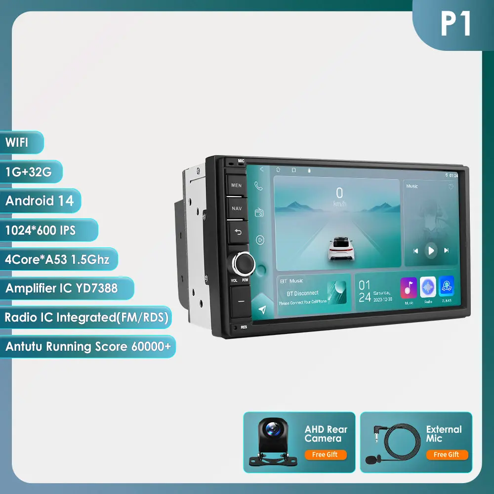 8G + 128G 7Inch Autoradio Carplay 2 Din Android Auto Autoradio Gps Voor Universele Stereo Multimedia Speler Navigatie Head Unit Rds - afbeelding 1