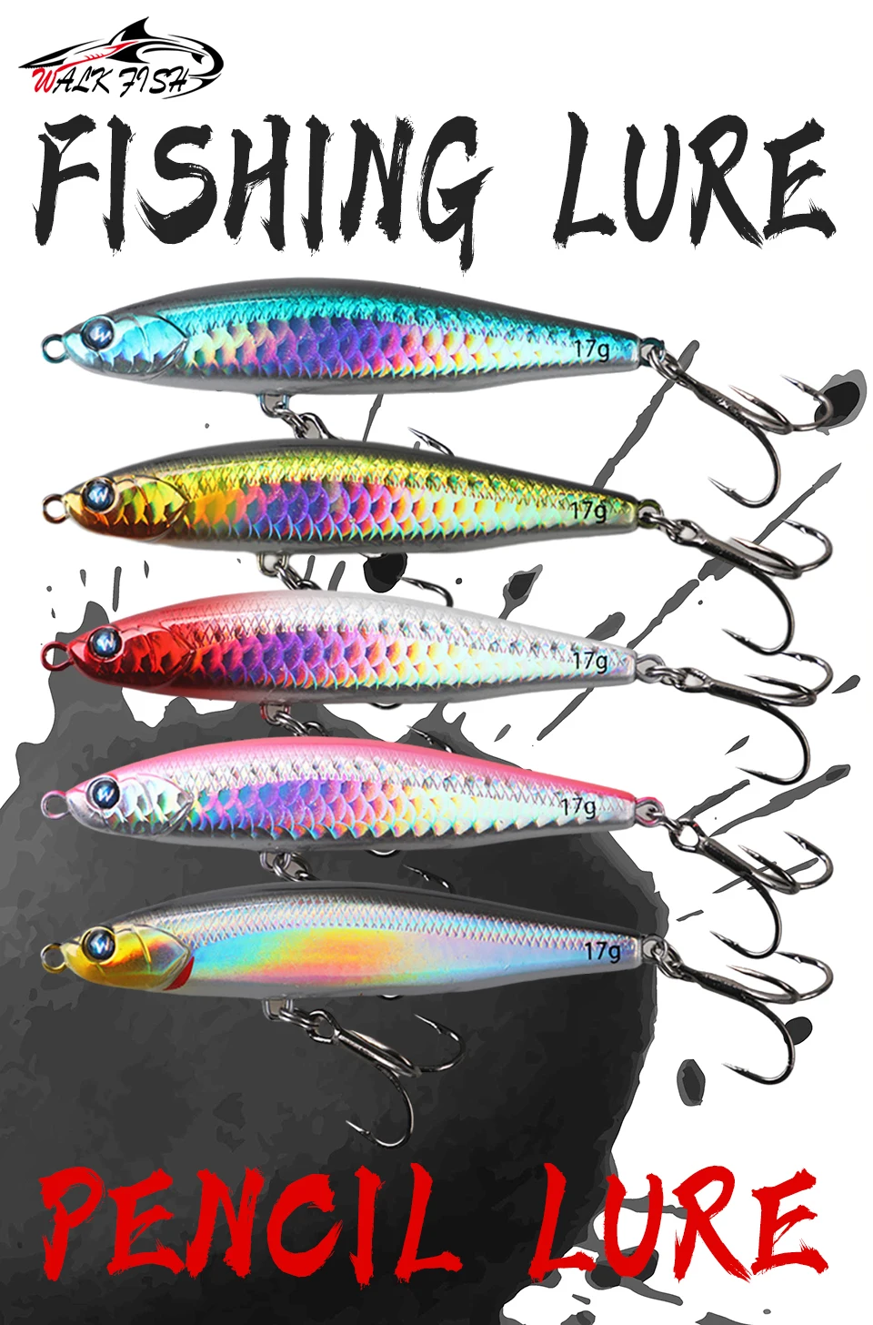 WALK FISH 1 Stück 12g-28g Sinkender Weitwurf-Pencil-Hardbait, Stickbait-Wobbler für Salzwasser, Meerbarsch, Forelle, Hecht, Angelzubehör – Detail 1