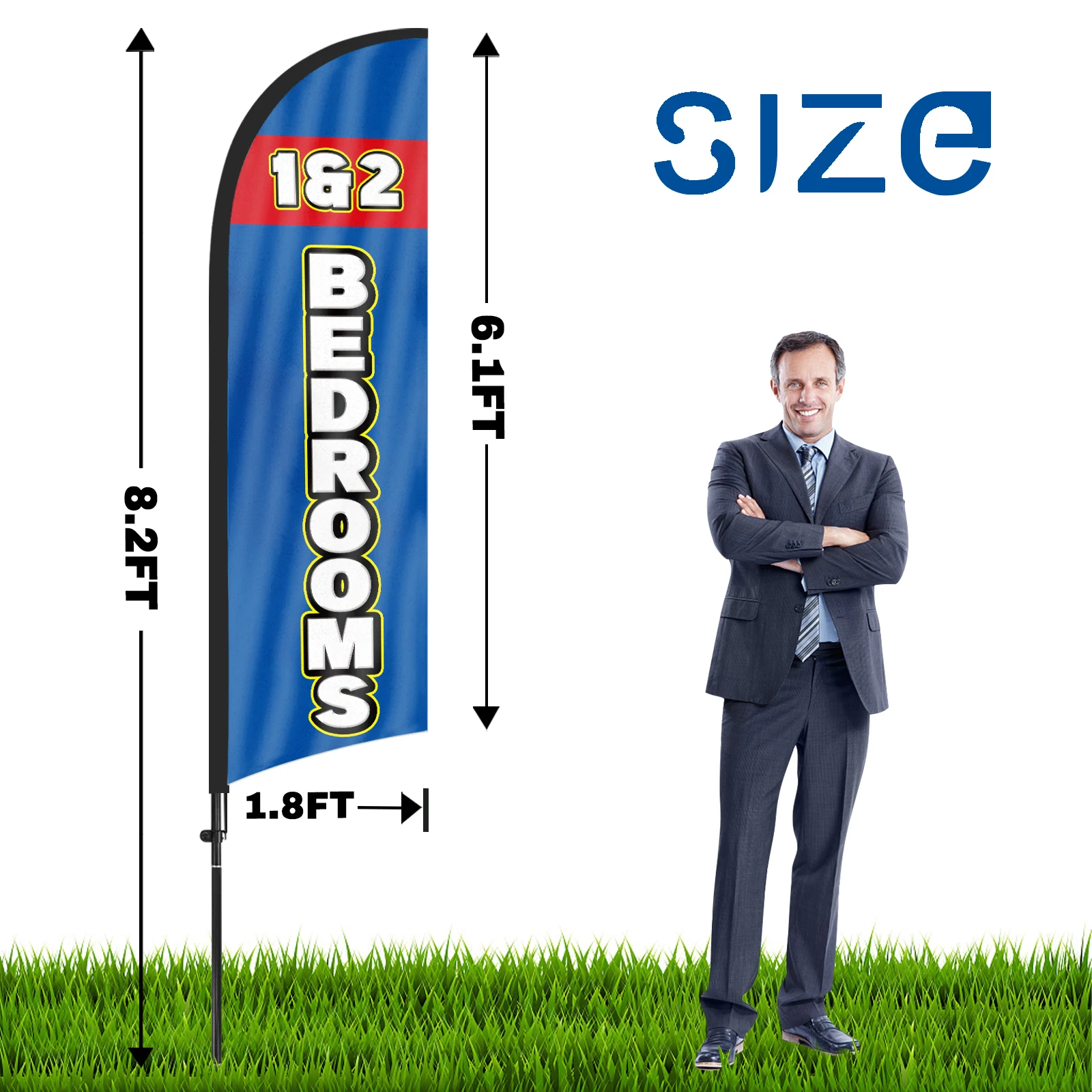 FSFLAG 1PCS 280CM The Bedrooms Feather Flag with Flagpole Advertising Outdoor Banner Decoration for Businesse and Storefront