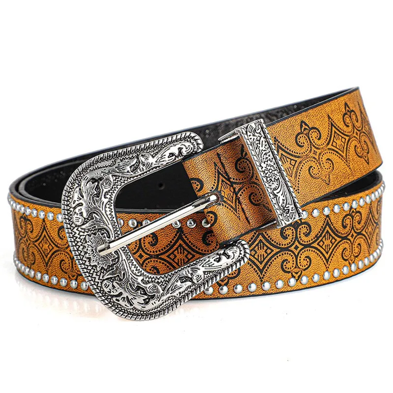 Western-Cowboy-Gürtel – Vintage-Punk-Stil, geschnitzte Schnalle, PU-Ledergürtel, lässige Trend-Accessoires, Y2K-Taillengürtel, für Männer und Frauen – Detail 11