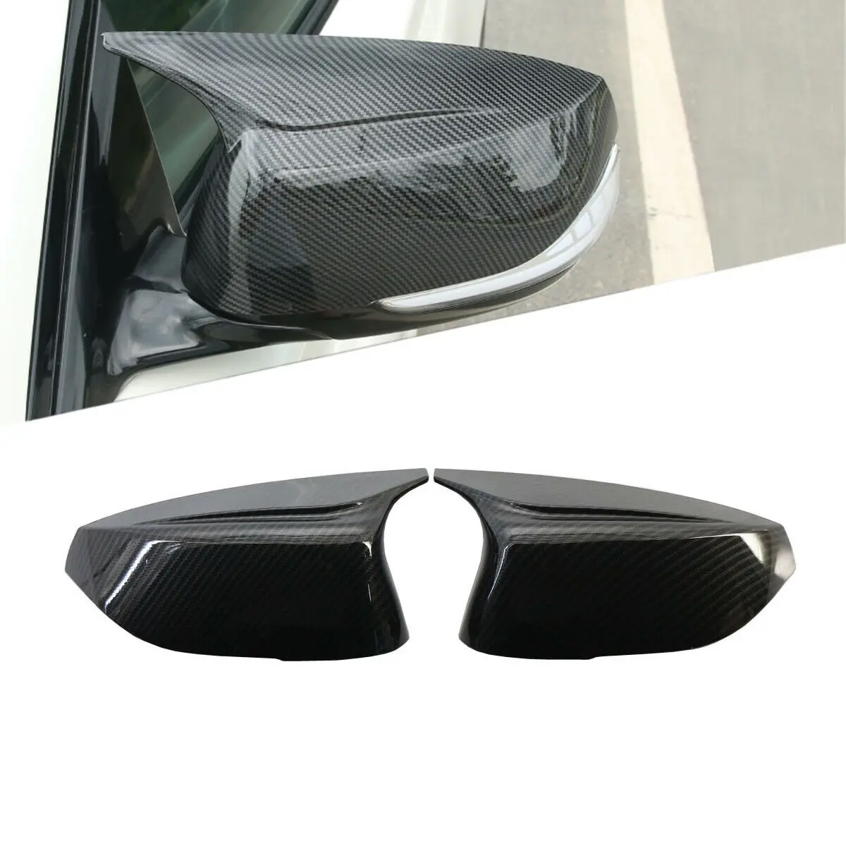 

Black/Carbon Fiber Pattern Side Wind Mirror Cover Caps For Infiniti Q50 Q60 Q70 14-21