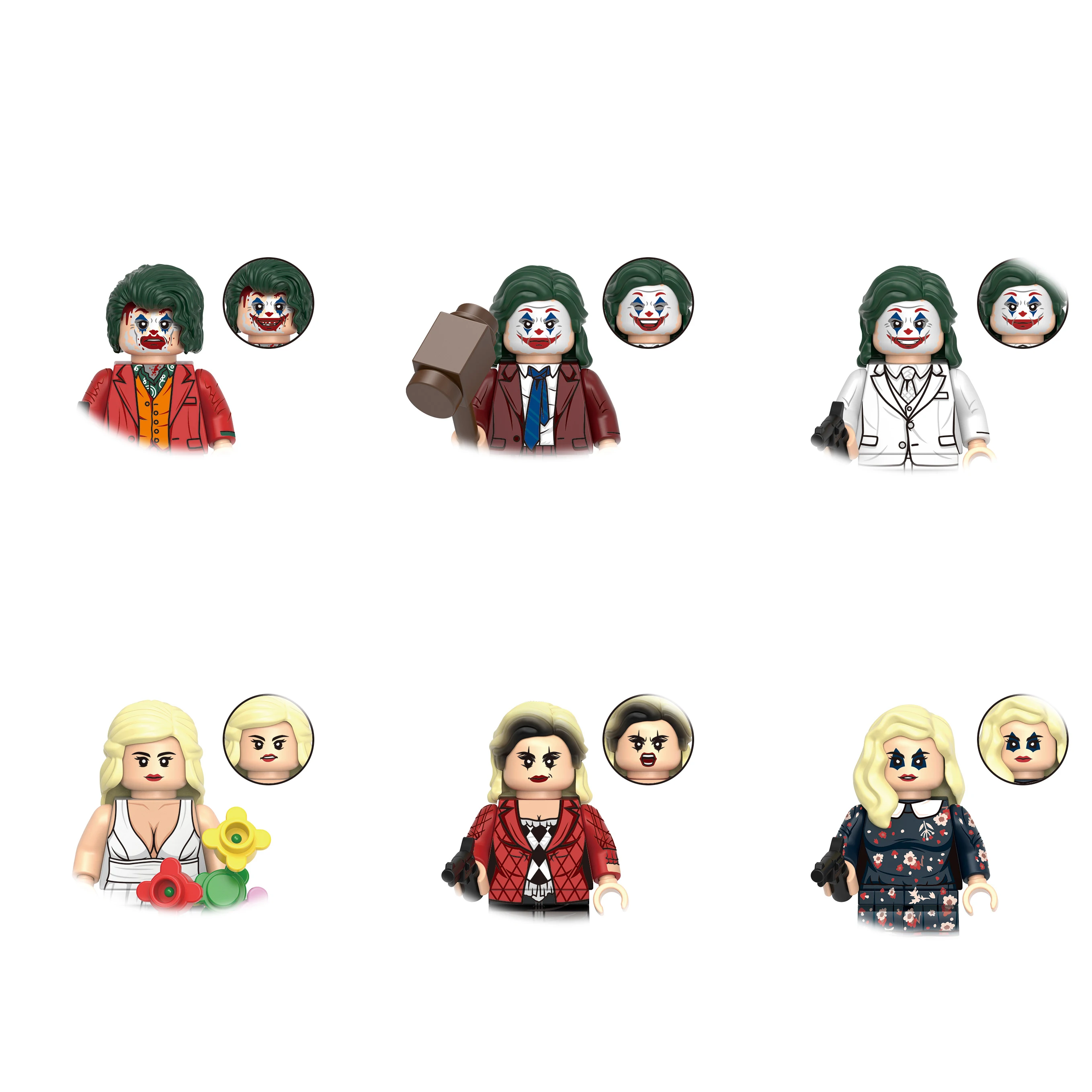 Harley quinn e coringa 2, conjunto de 6 partes, Joaquin, Phoenix, Lady Gaga