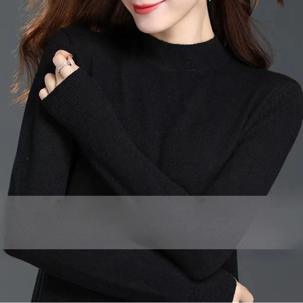 Maglione mezzo dolcevita ispessito da donna Tinta unita Camicia base slim fit taglie forti Top autunno inverno tutto-fiammifero