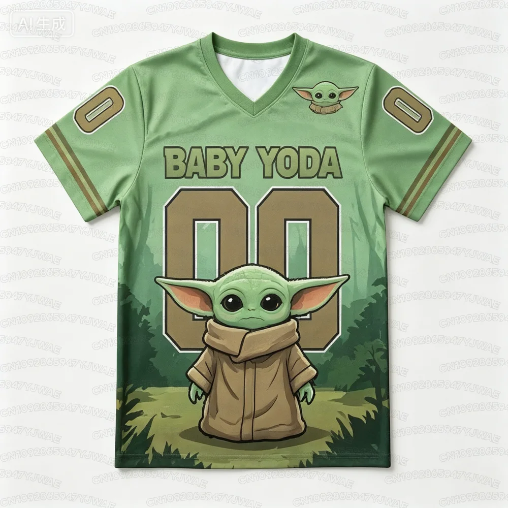 Camiseta de fútbol Summer Grogu Baby Yoda Mandalorian para hombre, mujer y niños, camiseta familiar a juego, regalo de fiesta, camiseta Y2k