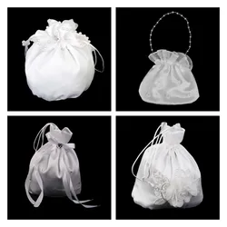 1 Piece Satin Pearl Rhinestone Wedding Bridal Dolly Bag Handbag Ivory For Wedding Day Essentials And A Lovely Gift Candy Bag