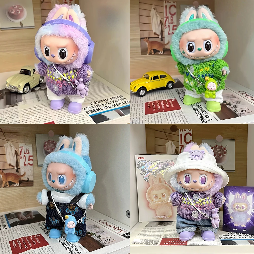 For Labubu V1 V2 V3 Clothes Vinyl Baby Clothes Lucky Loyalty Trendy Cool Strap Pants Diy Accessories Gift Customization Doll