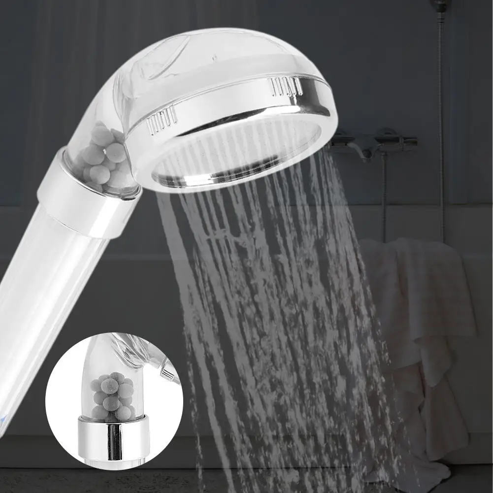 High Pressure Portable Handheld Shower Head Set - 1 Set with 3 Filters & Negative Ions for Water Saving